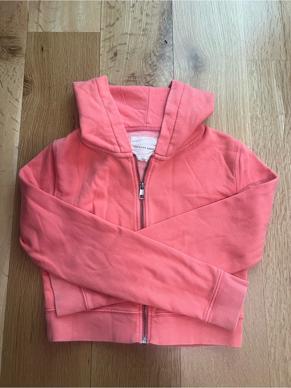 American Eagle Outfitters women's Coral Zip Hoodie - Bright Coral